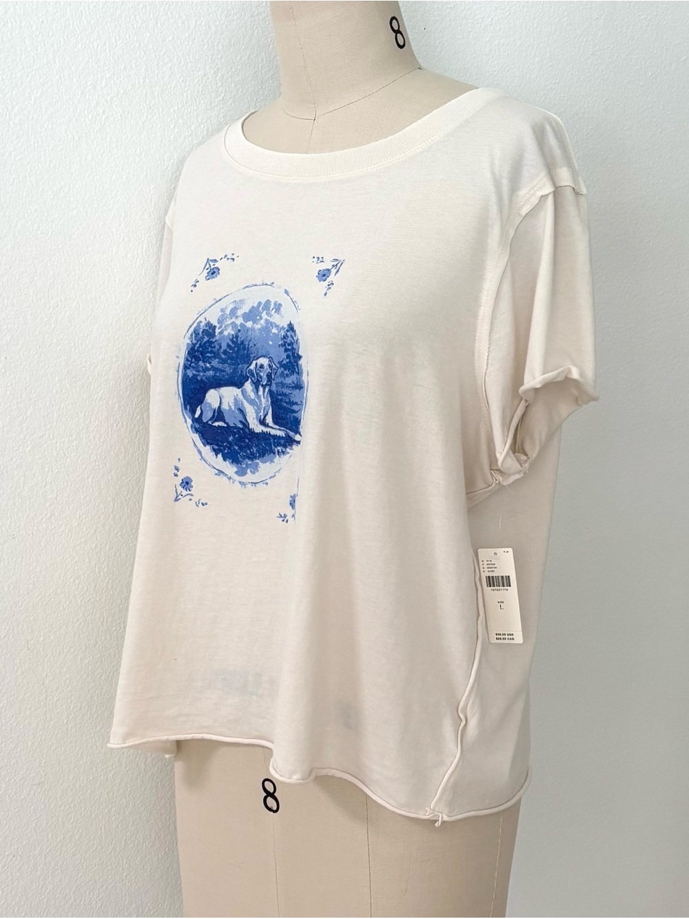 Anthropologie Maeve Caitlin Golden Labrador Retriever Dog T-Shirt NWT Cotton L - Picture 4 of 11